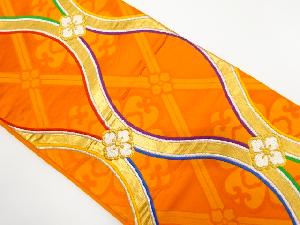 アンティーク　花立涌模様織り出し袋帯（着用可）